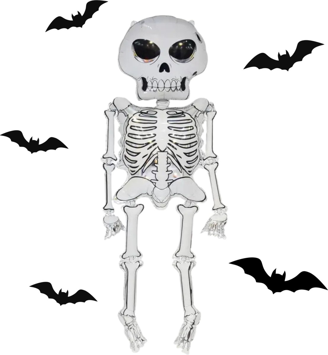 My Theme Party | 2x skelet folie ballon met vleermuizen - Halloween ballon - Halloween decoratie - Griezel ballonnen